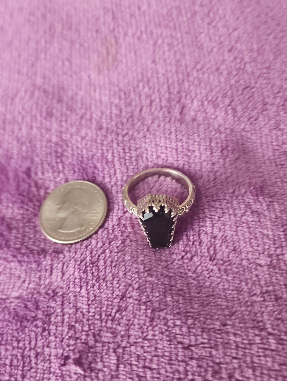 Sterling Silver Black Onyx Shield Ring